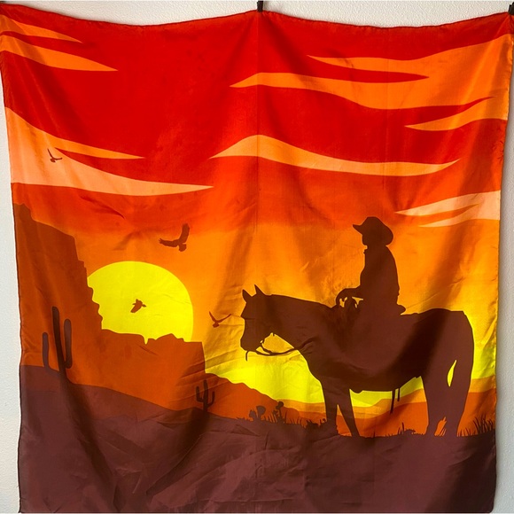 Western Silk Scarf 🐎 35/35” No Label! - Picture 1 of 7